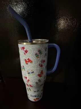 Swig 40oz Blue Mitten Pattern Insulated Travel Mug with Handle